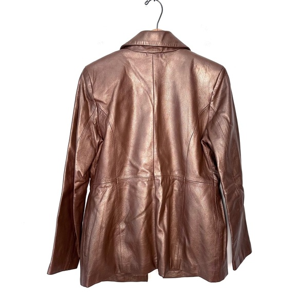 Brandon Thomas Brown Bronze Leather Coat Size Medium - Picture 4 of 8